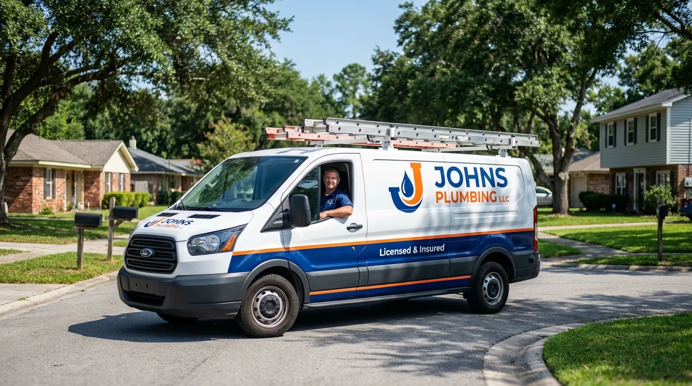 Johns Plumbing LLC service van in Waverly, TN