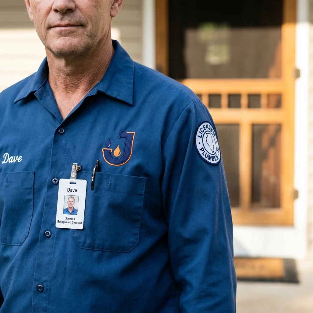 Licensed plumber showing ID badge in Waverly, TN