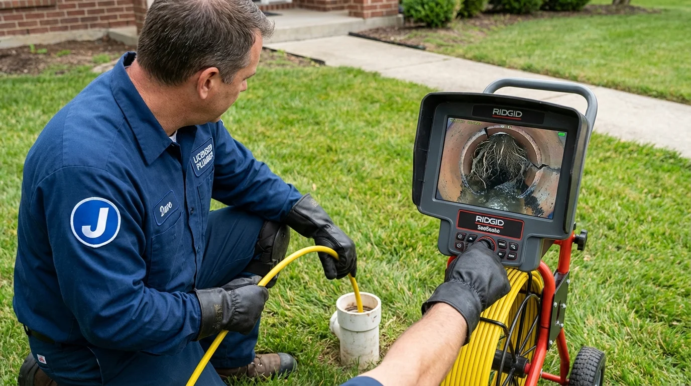 Sewer camera inspection being performed by Johns Plumbing LLC in Waverly