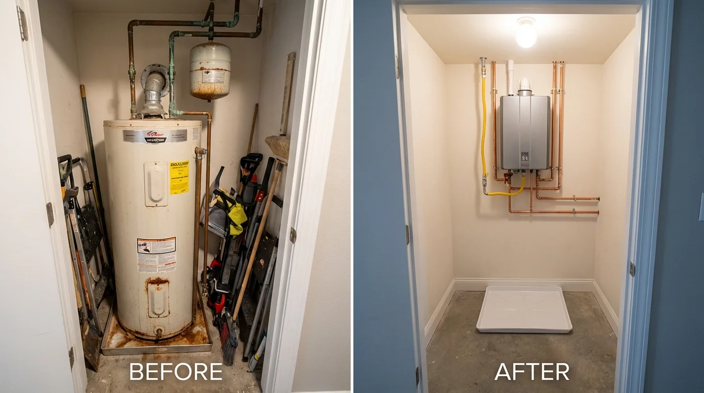 Tank water heater versus wall-mounted tankless unit comparison for Waverly, TN homeowners
